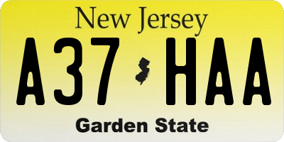 NJ license plate A37HAA