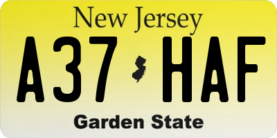 NJ license plate A37HAF