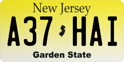 NJ license plate A37HAI