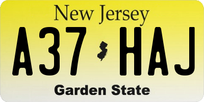 NJ license plate A37HAJ