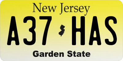NJ license plate A37HAS