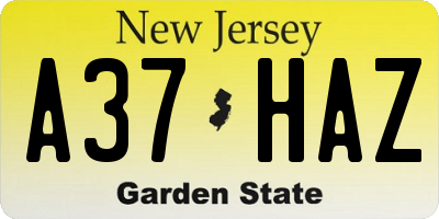 NJ license plate A37HAZ
