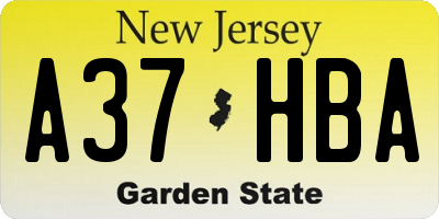 NJ license plate A37HBA