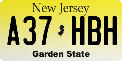 NJ license plate A37HBH