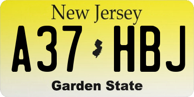 NJ license plate A37HBJ