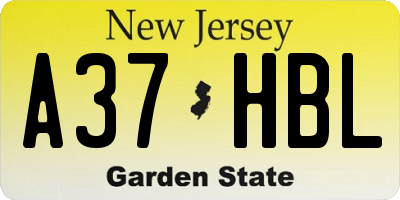 NJ license plate A37HBL