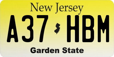 NJ license plate A37HBM