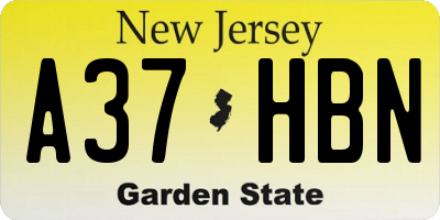 NJ license plate A37HBN
