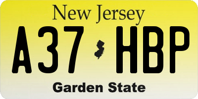 NJ license plate A37HBP