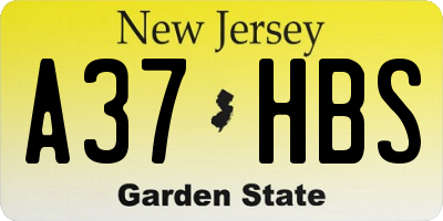 NJ license plate A37HBS