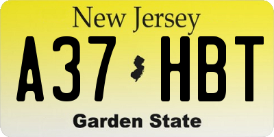 NJ license plate A37HBT