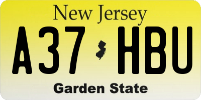 NJ license plate A37HBU