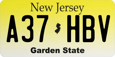NJ license plate A37HBV
