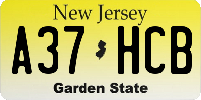 NJ license plate A37HCB