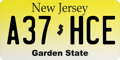 NJ license plate A37HCE