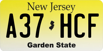 NJ license plate A37HCF