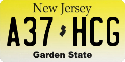 NJ license plate A37HCG