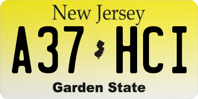 NJ license plate A37HCI