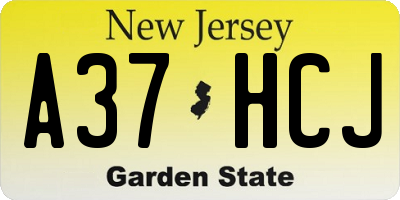 NJ license plate A37HCJ