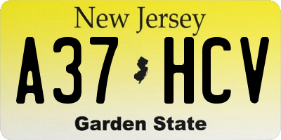 NJ license plate A37HCV