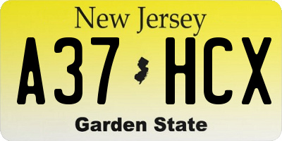 NJ license plate A37HCX