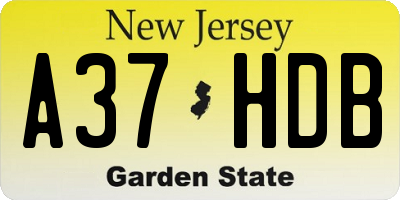 NJ license plate A37HDB