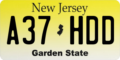 NJ license plate A37HDD
