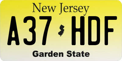 NJ license plate A37HDF