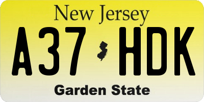 NJ license plate A37HDK