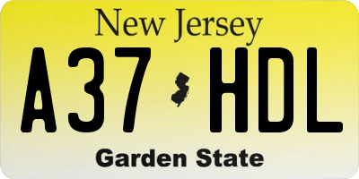 NJ license plate A37HDL