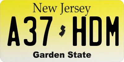 NJ license plate A37HDM