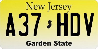 NJ license plate A37HDV