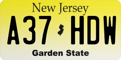 NJ license plate A37HDW