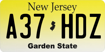NJ license plate A37HDZ