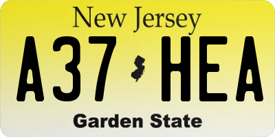 NJ license plate A37HEA