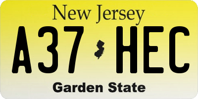 NJ license plate A37HEC