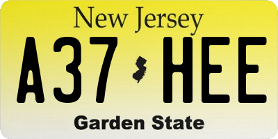NJ license plate A37HEE
