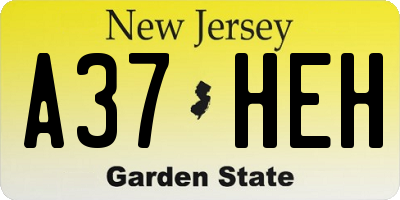 NJ license plate A37HEH