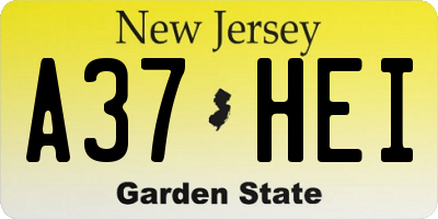 NJ license plate A37HEI