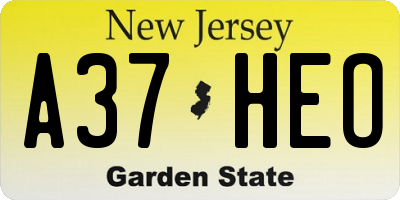 NJ license plate A37HEO