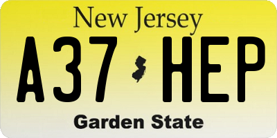 NJ license plate A37HEP