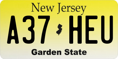 NJ license plate A37HEU