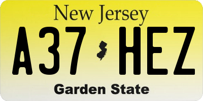 NJ license plate A37HEZ