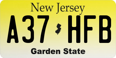NJ license plate A37HFB