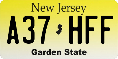 NJ license plate A37HFF