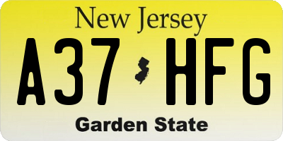 NJ license plate A37HFG