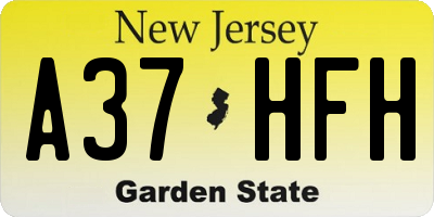 NJ license plate A37HFH