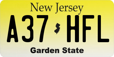 NJ license plate A37HFL