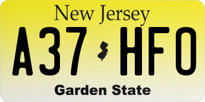 NJ license plate A37HFO