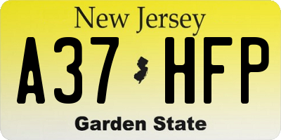 NJ license plate A37HFP